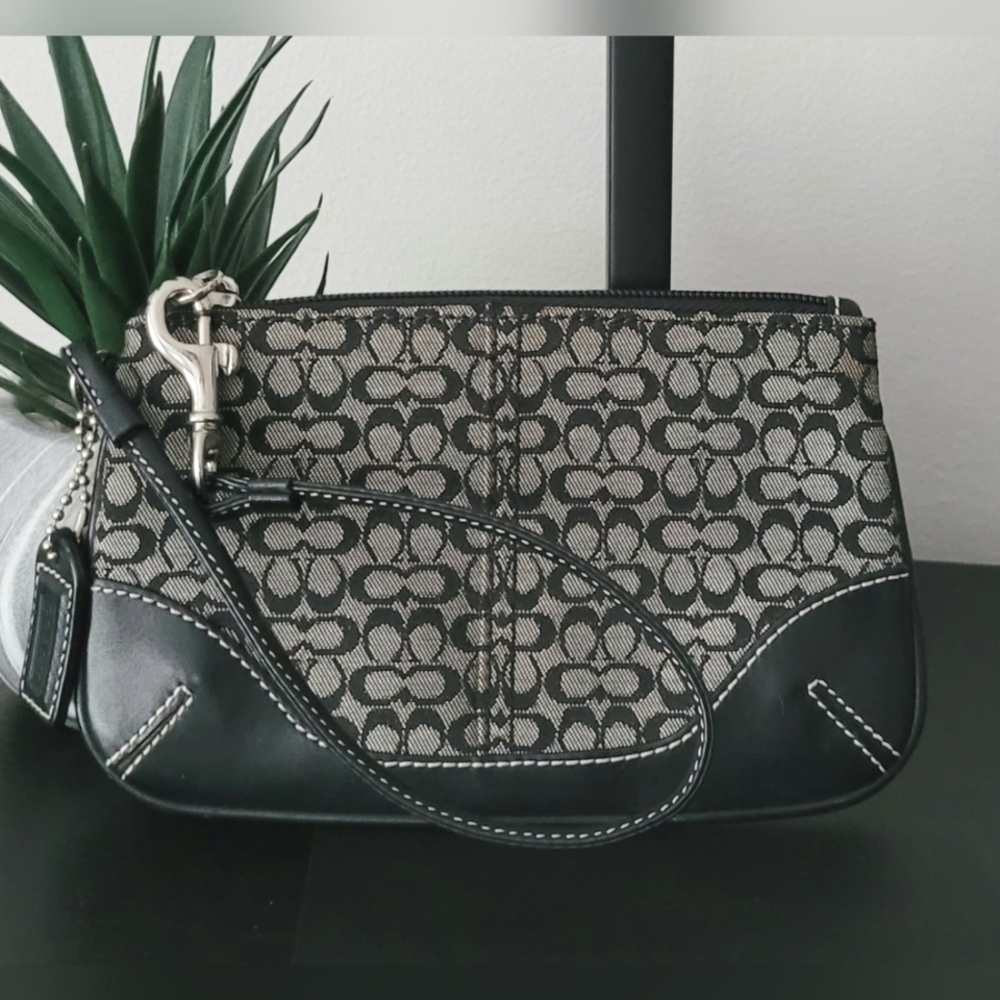 Coach Black and Gray Signature Wristlet